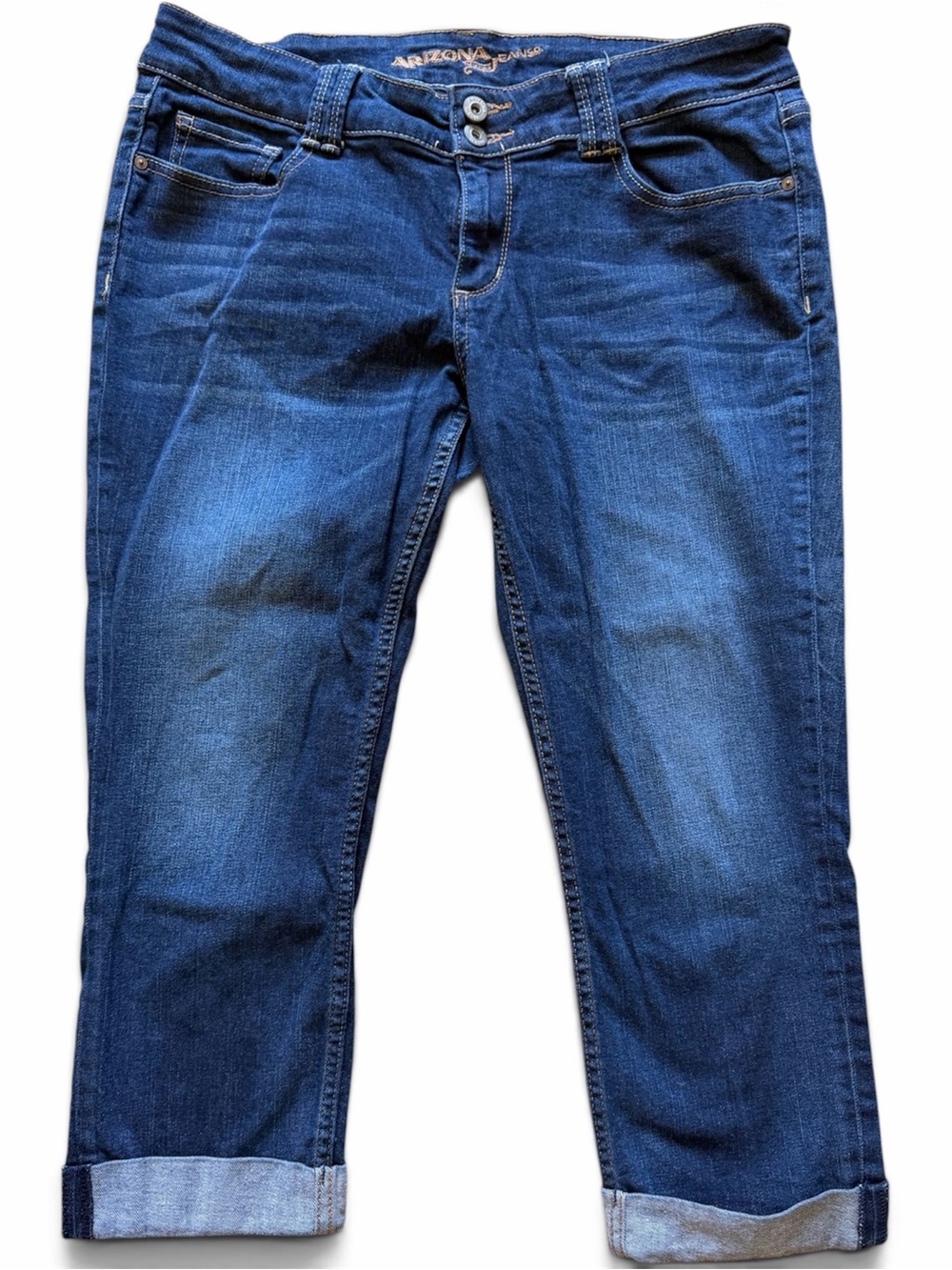 Arizona Jean Company Blue Cropped Roll-Cuff Jeans - Women's